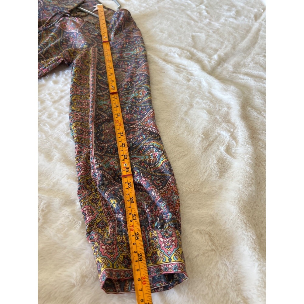 Boemo Boho Paisley Print Peasant Blouse Tassel Tie Long Sleeve M - Picture 9 of 10